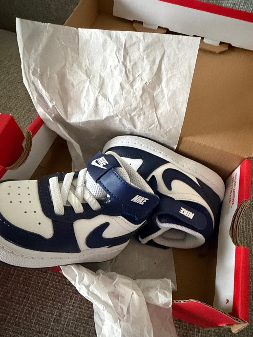 Nike Navy and White Toddler High-Top Sneakers